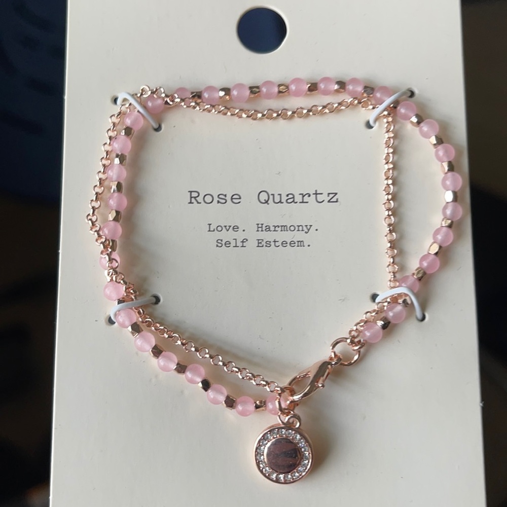 NWT genuine Rose quartz bracelet for luck in love,confidence/self esteem/harmony